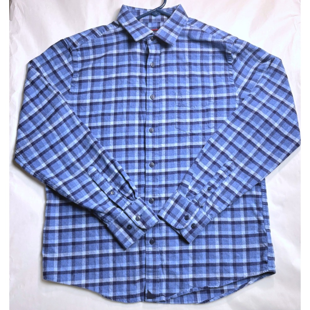 UNTUCKit Caylise Slim Fit Flannel Shirt Mens Large Blue Plaid Cotton 40345 - Picture 1 of 11